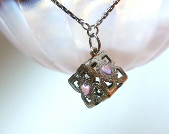 Portal 2 Companion Cube Inspired Heart Silver Cube Pendant Necklace