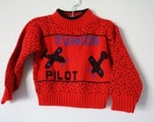 Vintage Junior Pilot Airplane Sweater, Jumper Toddler Baby Boy 12 Months