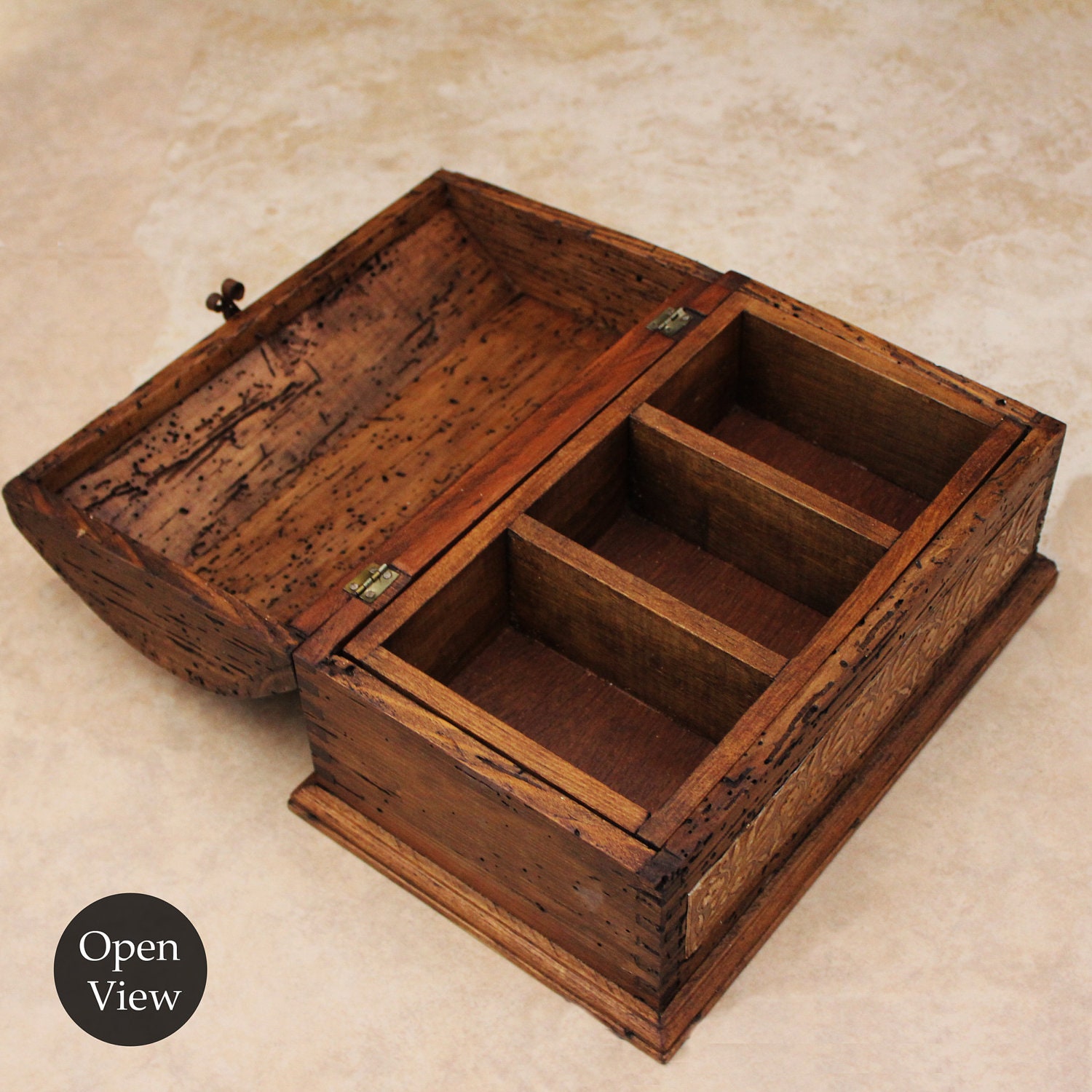 Rustic Wedding Box Treasure Chest with Personalized Aluminum Embossed Monogram