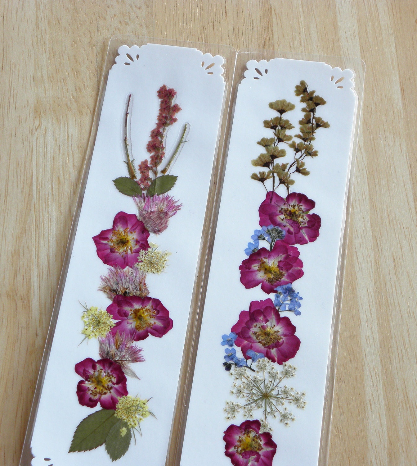 PRESSED FLOWER BOOKMARKS Handmade Original Collage Bookmarks