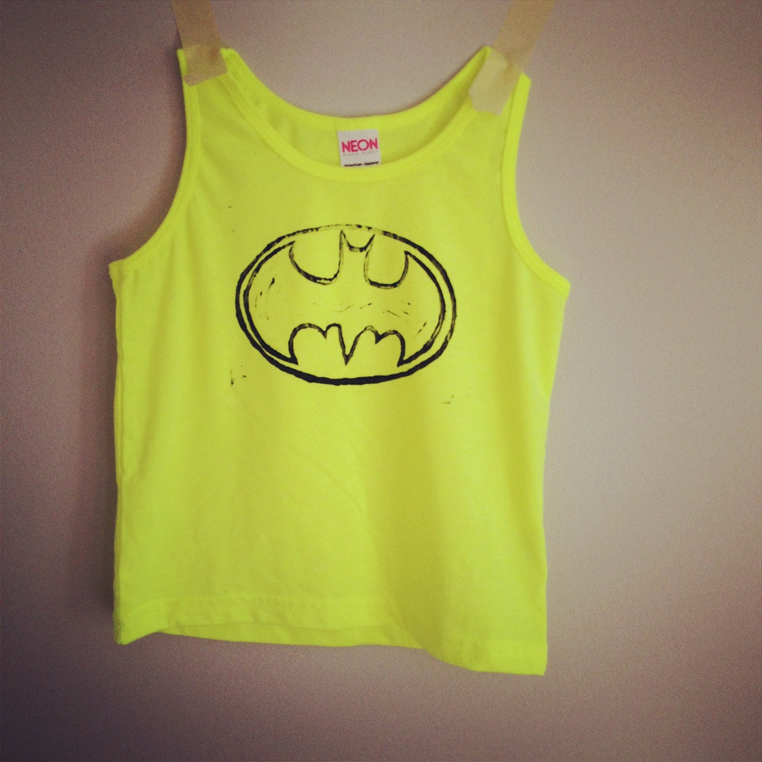 Neon yellow batman tank