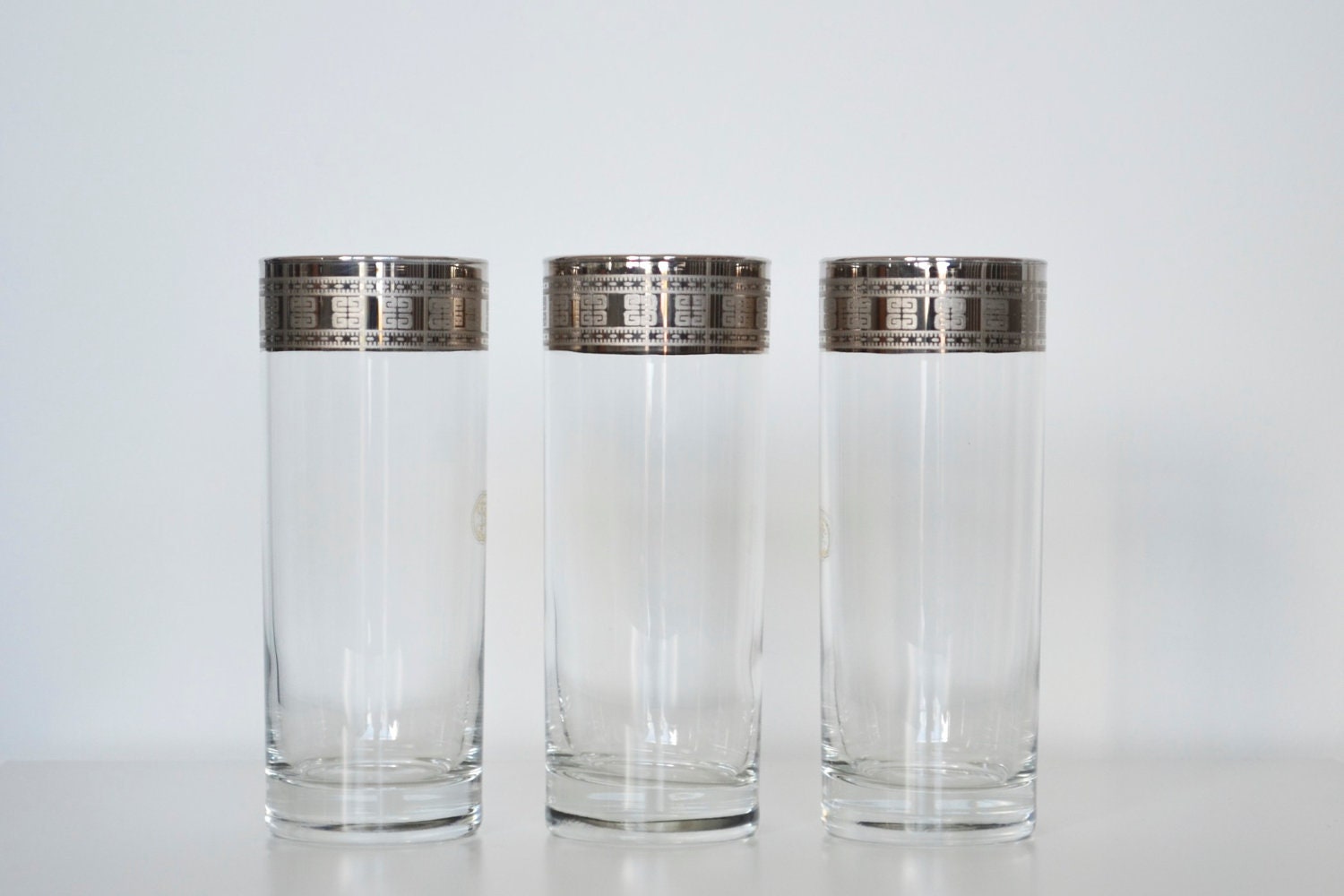 Tumbler glasses High Ball silver rim