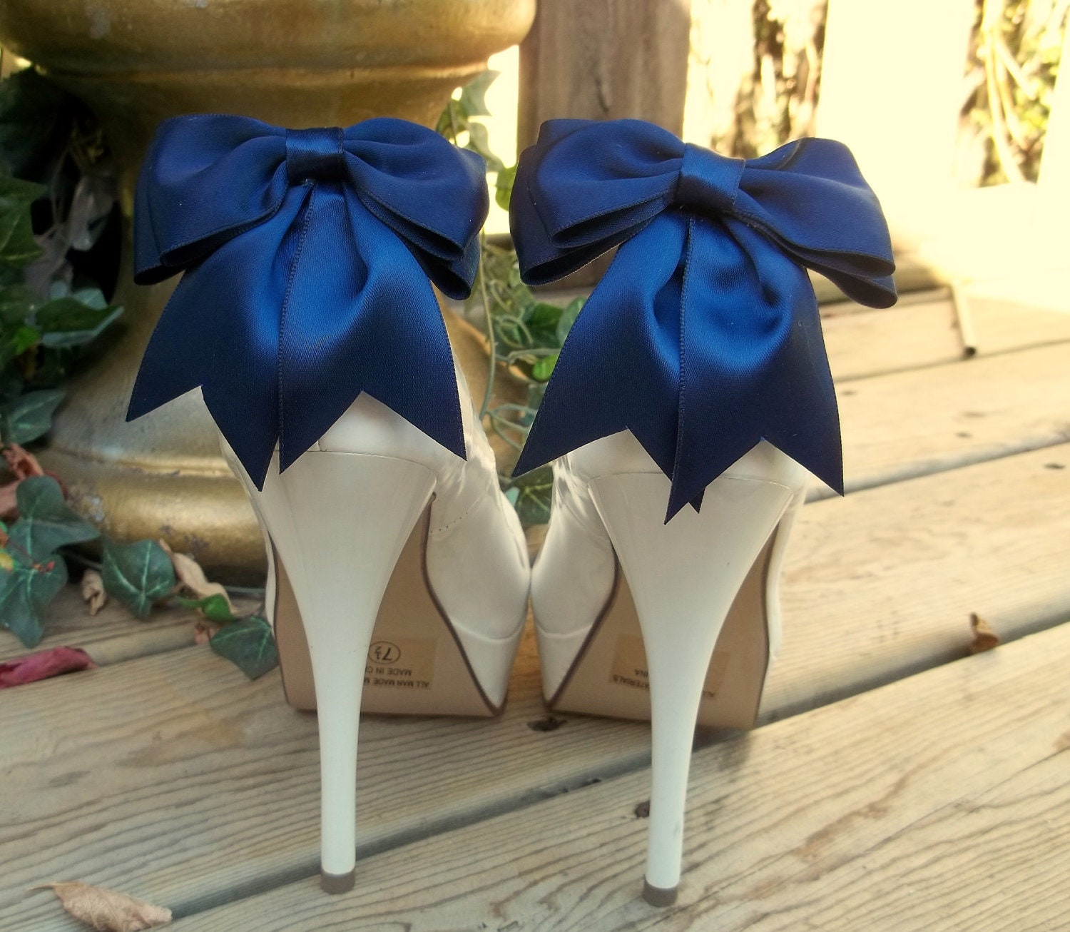 Satin Bow Shoe Clips - set of 2 -  Bridal Shoe Clips, Wedding shoe clips many colors to choose from - ShoeClipsOnly