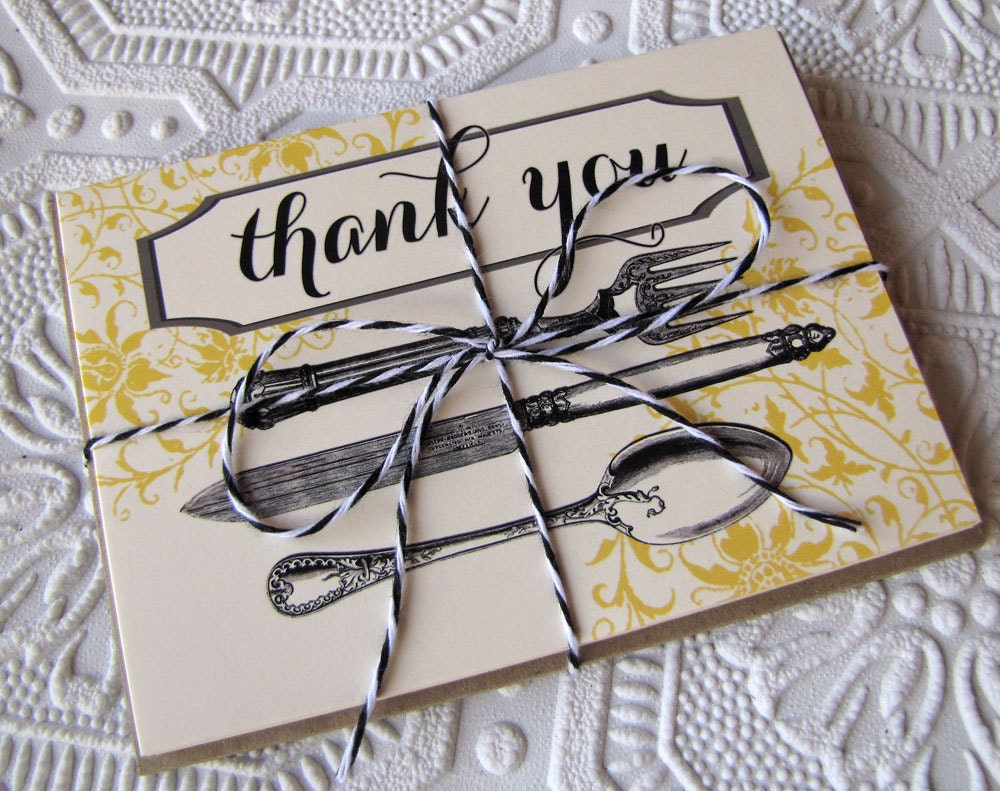 Vintage Cutlery Thank You Notes set of five