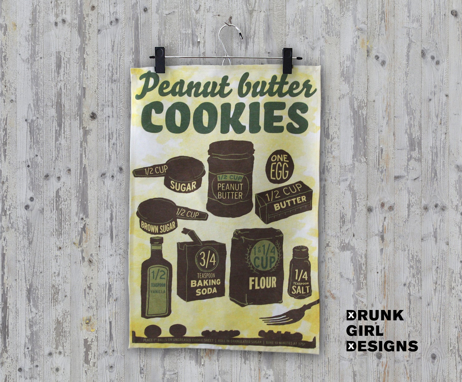 Peanut Butter Cookies - linen & cotton decorative printed tea towel for your kitchen