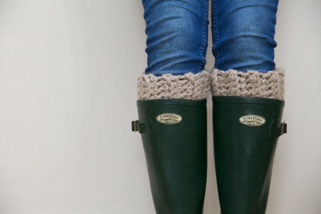 Chunky Boot Cuffs in Oatmeal - Boot Warmers - Boot Toppers