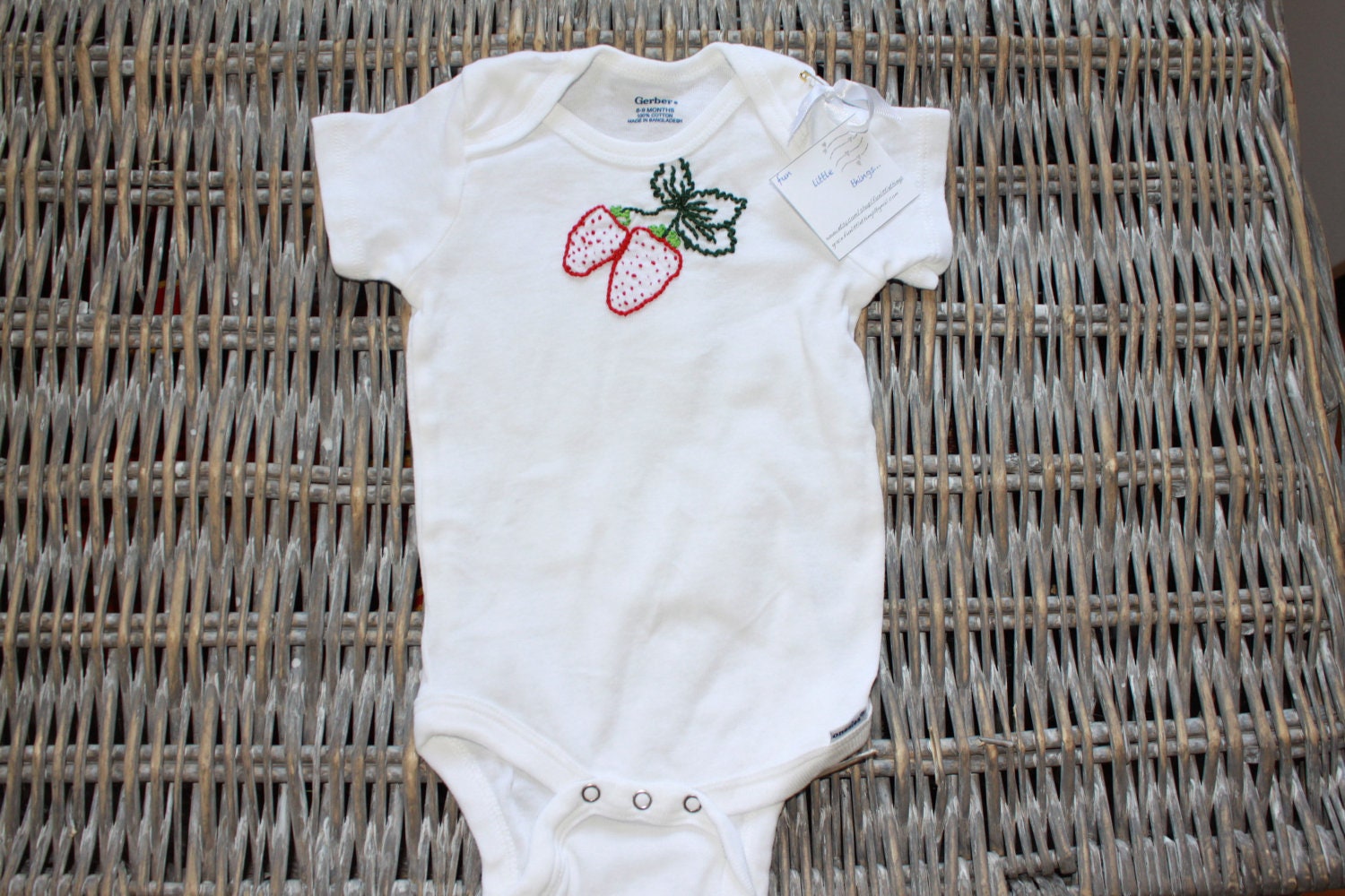 Strawberry Onesie - Hand Embroidered