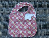Red, Pink, Yellow and White Bib - Hand Sewn, Side Snap