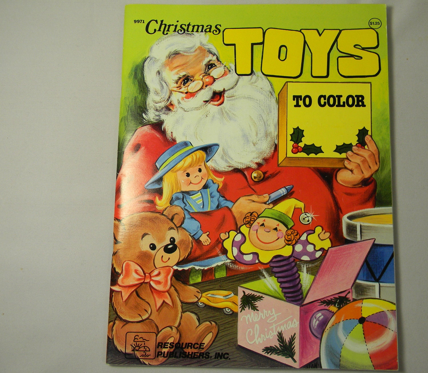 CHRISTMAS 50% OFF SALE. Vintage Coloring Book. Christmas Toys To Color. Santa Claus.1976.Unused