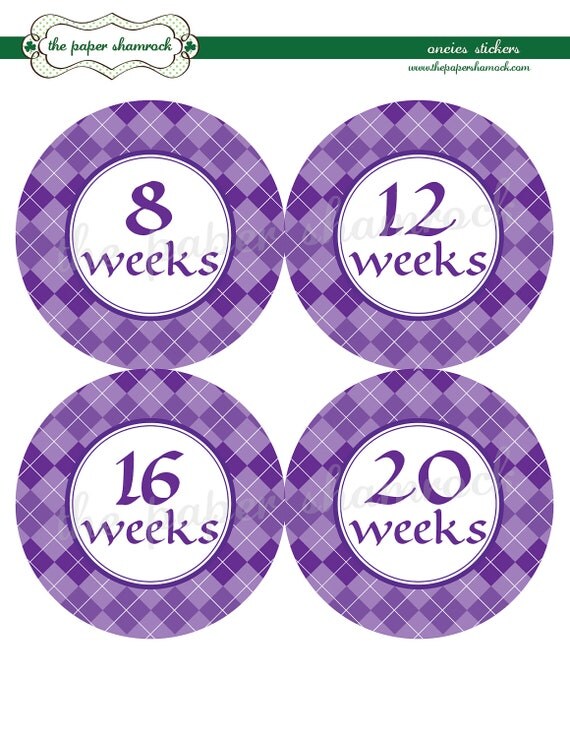 Argyle Baby Bump Stickers, Pregnancy Stickers, Week Stickers Il_570xn