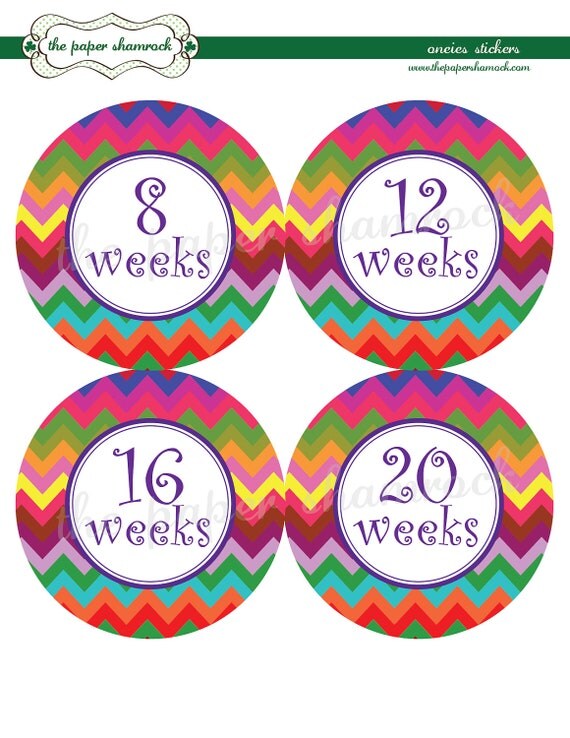Chevron Baby Bump Stickers, Pregnancy Stickers, Week Stickers Il_570xn
