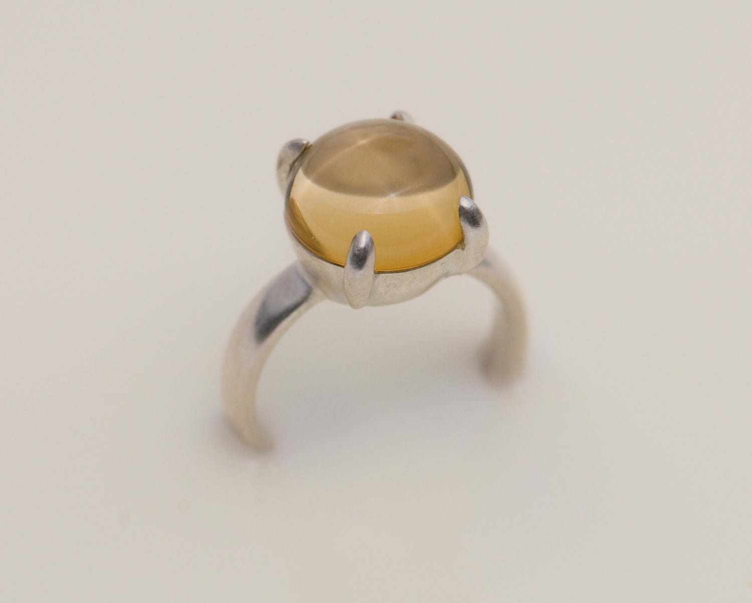 Citrine ring - Big Cabochon Citrine set in Sterling Silver - Size 7