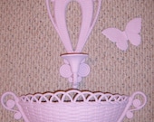Vintage, Syroco Sconce, Wall Planter, Wicker Look,Butterfly, PINK Wall Decor,, Paris Apartment, French, Nursery,