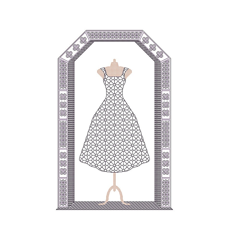 Little Black Dress cross stitch & blackwork chart nr160, party dress, cocktail dress
