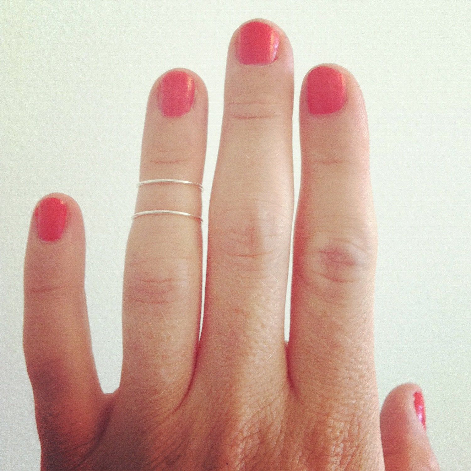 Double layer knuckle ring - 2 sterling silver knuckle wire band.