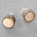 Wood Slice Stud Earrings - Hardwood Faux Plug Fake Gauge Post Earrings with Silver Tone Posts