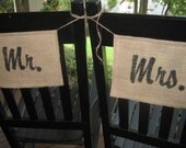 Mr and Mrs Burlap Rustic Wedding Decor Banners Black