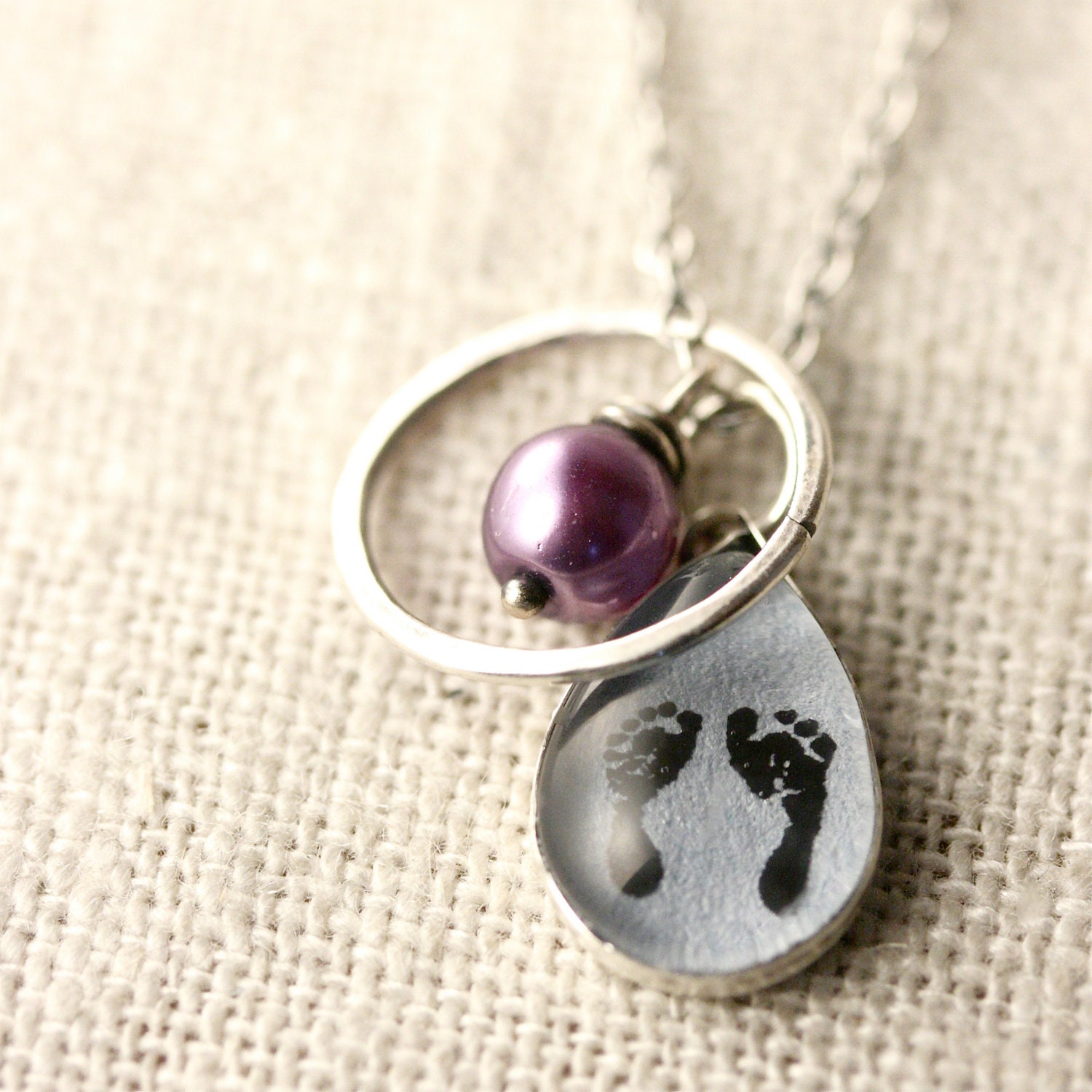 Your baby's ACTUAL hand or footprints  -  Small 10 x 14 mm Teardrop Custom foot or hand print charm