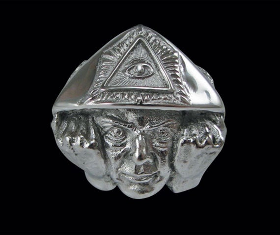 Stainless Steel Aleister Crowley Biker Ring - Free Re-Size/Shipping