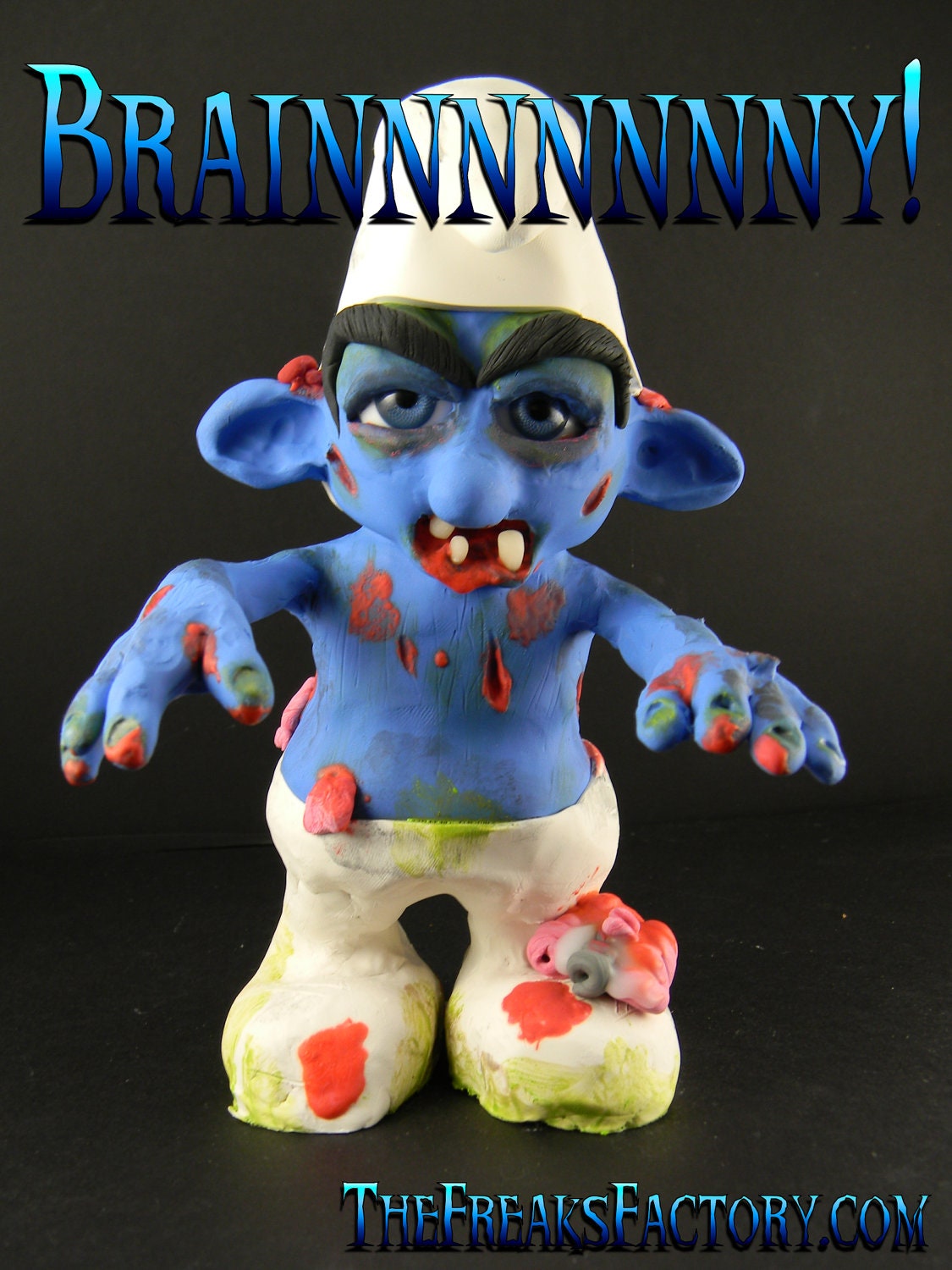 Zombie Smurf  OOAK sculpture