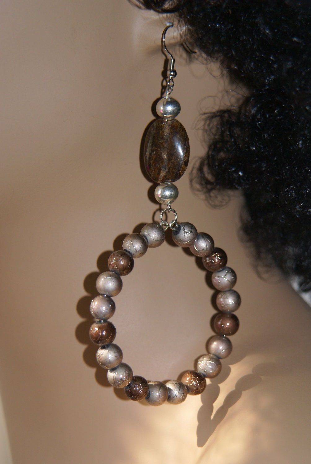 Beaded Hoop Dangle Earrings