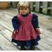American Girl 18 inch Doll Navy Blue Cotton Pioneer Dress Red Calico Pinafore