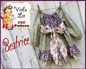 Beatrice.. Girl's Peasant Dress Pattern. INSTANT DOWNLOAD. Girl's Dress Pattern, Sewing Pattern, Long Sleeve Dress Pattern. 12mo to Girl's 8
