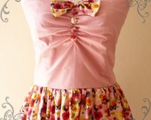 HOT SALE Today Summer Princess Dress Vintage Inspired Halter Neck Pink Dot Wonderland Skirt  White Lace Wedding Prom Party Dress -Size S