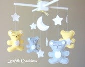 Baby Crib Mobile - Yellow and Gray Mobile  - Baby Mobile - Teddy Bear Mobile