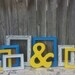 Distressed PICTURE FRAMES - Ornate - Ampersand - Turquoise Yellow - Modern Wedding - w/ Glass N Backing