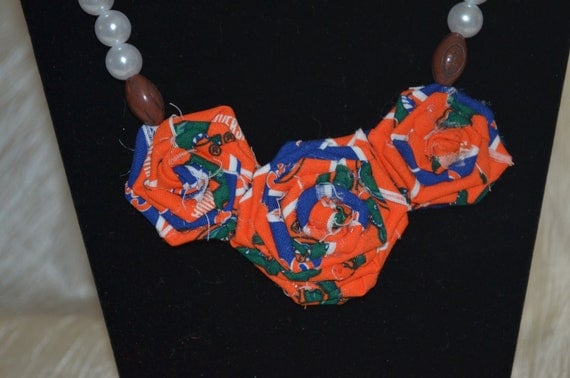 Florida Gators Collegiate Fabric Rosette Necklace
