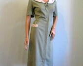 Vintage 1940s 1950s Dress // Summer Sage // by LAMPL // L 42B/32W/44H