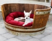 Wine barrel pet bed