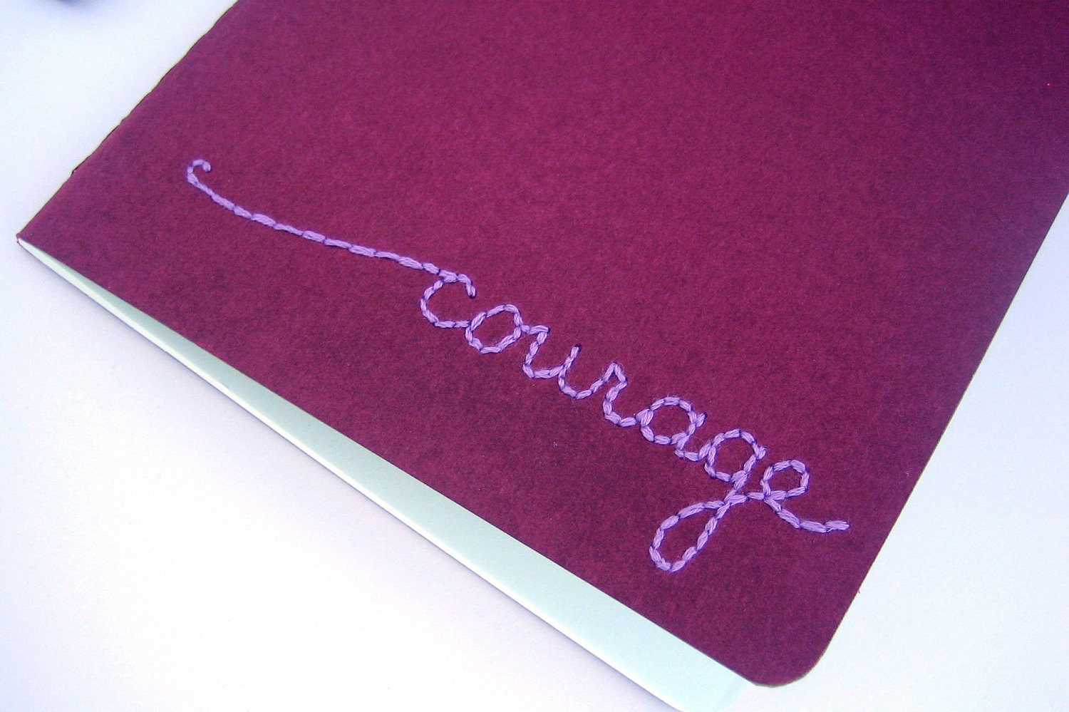 embroidered journal - "courage"