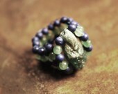 Natural Blue Apatite, Green Aventurine, Lapis beads-Energy Healing ring,size 7.5-8.5