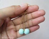 Pastel Color Ball Drop Earrings - Mint