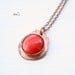 Handcrafted Copper Round Eco Friendly Oxidized Artisan Statement Pendant Necklace with Red Glass Round Bead Gift for Her.Free Shipping
