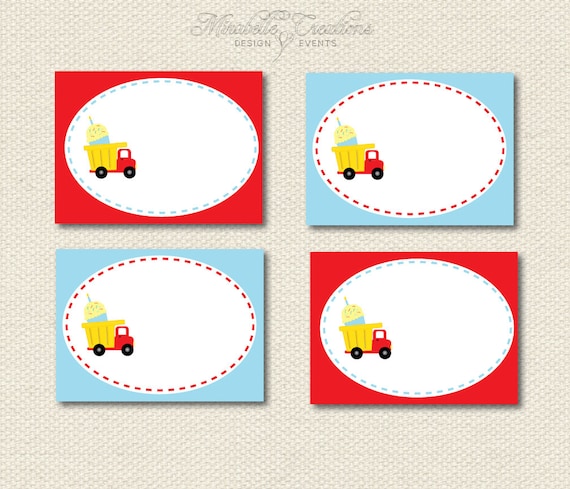Printable Placecards / Fancy Labels -- Dump Truck Collection -- Mirabelle Creations Il_570xn