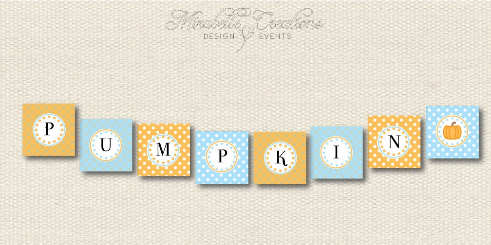 PRINTABLE PARTY BANNER -- Lil Pumpkin Collection -- Mirabelle Creations Il_570xn