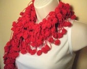 Red Fashion Pom Pom Scarf Neckwarmer