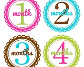 Baby Girl Monthly Onesie Stickers in Colorful Scallops...Ava...Favorite Baby Shower Gift...Photo Prop...Fast Shipping