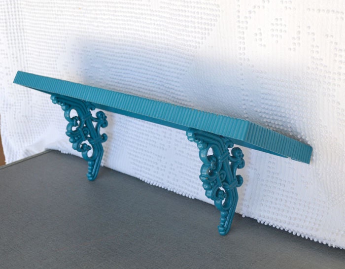 Teal Shelf Upcycled Syroco Wall Decor... Boho Chic Modern kitcshy home wall decor Bathroom Bedroom