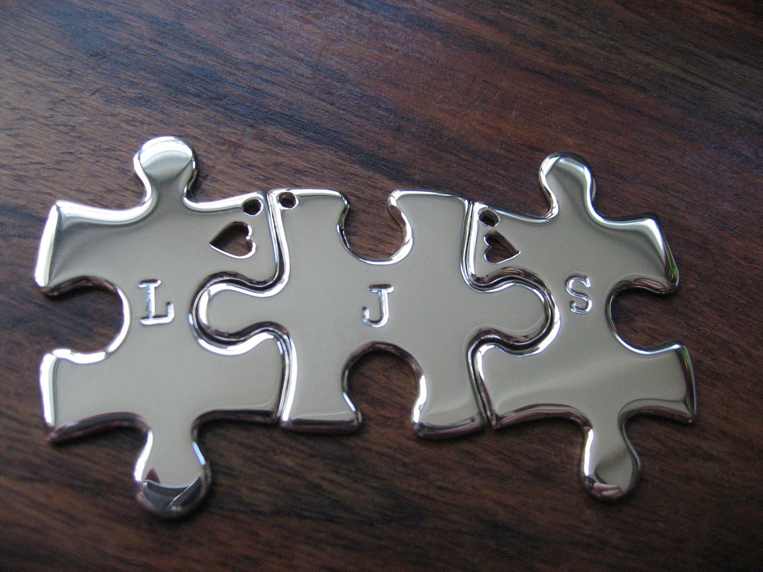 Three Puzzle Heart Pieces, Best Friends Necklace Pendants