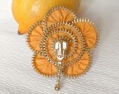 Zipper Brooch yellow, Zipper Pin - Approx 2.8 in/ 7 cm - eco friendly, recycled jewelry