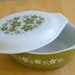 Vintage Pyrex Green White Daisy Pattern Casserole Baking Dish