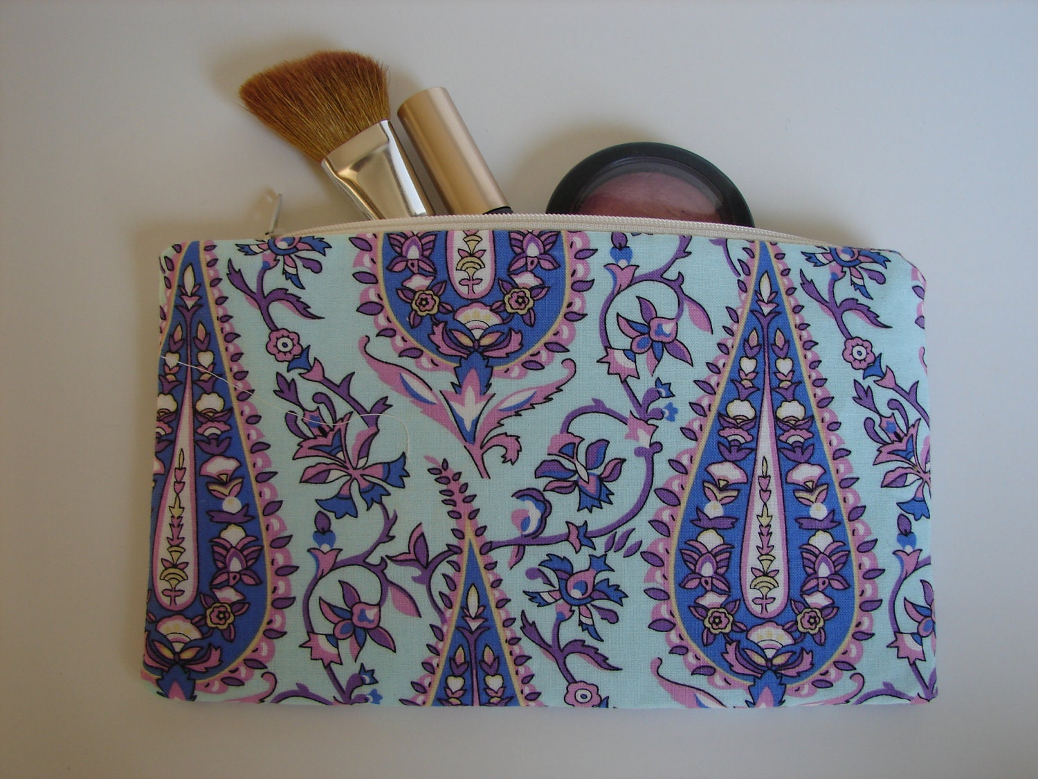 Clutch in Amy Butler Aqua and Purple Paisley