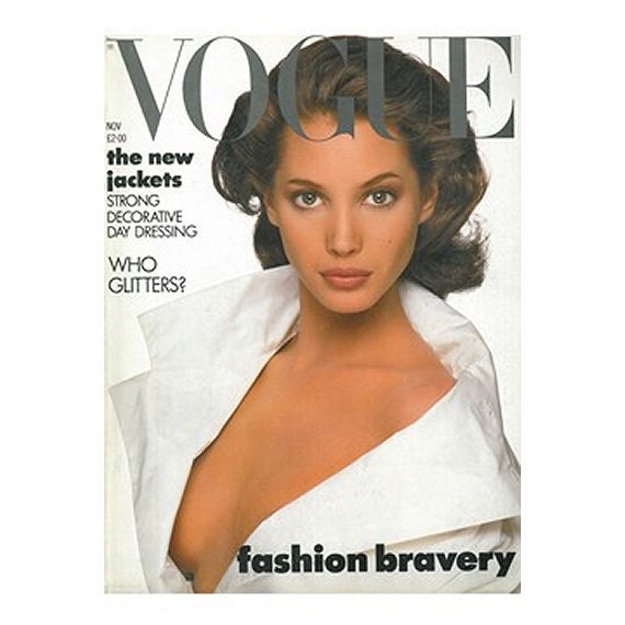 Vintage Vogue UK Magazine - November 1987 edition with Christy Turlington photograph by David Bailey on cover