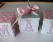 Wooden Name Blocks - Baby Name Blocks - Pink - Polka Dots