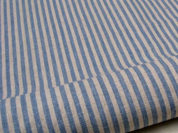 LF066 - Linen Cotton Blended Fabric - Stripe - Stripe - Blue  - 1/2  yard