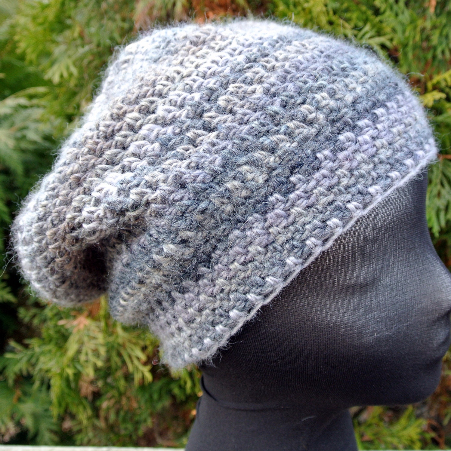SALE Black Friday/Cyber Monday- Slouchy Crochet Hat in Gray,  Unisex - KnitMomWi